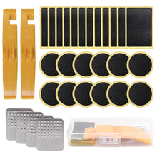 Load image into Gallery viewer, Bicycle Tire Repair Kit with No Glue Patches Tire Lever and Rasper Inner Tube Fast Puncture Repair Tool Box
