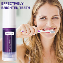 Load image into Gallery viewer, Purple Teeth Whitening Toothpaste Remove Plaque Stains Cleaning Oral Hygiene Dental Bleach Tools Fresh Breath Teeth Care
