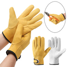 Load image into Gallery viewer, Work Gloves Soft Sheepskin Leather Driver Hunting Driving Farm Garden Welding Security Protection Safety Mechanic Glove
