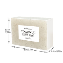 Load image into Gallery viewer, Coconut Scrub Particle Soap Vitamin E Moisturizes Hydrate Sandalwood Seaweed Lavender Cleansing Bath Handmade Soap Cleaning Soap
