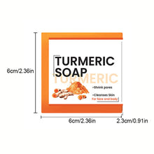 Load image into Gallery viewer, Turmeric Soap Face Cleansing Anti Acne Lightening Soap Remove Pimples Dark Spots Oil Control Lightening Ginger Handmade Soap
