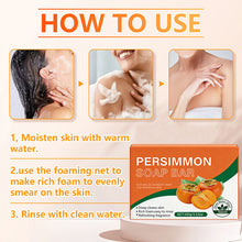 Load image into Gallery viewer, Persimmon Cleansing Soap Bar Body Care Face Wash Exfoliating Soap Fruit Deep Cleansing Handmade Facial Shower Soap
