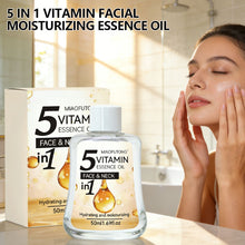 Load image into Gallery viewer, 5 in 1 Vitamin Facial Essence Oil Face Neck Hydrating Moisturizing Nourish Skin Boost Radiance Brighten Facial Vitamin Essence

