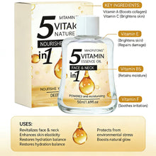 Load image into Gallery viewer, 5 in 1 Vitamin Facial Essence Oil Face Neck Hydrating Moisturizing Nourish Skin Boost Radiance Brighten Facial Vitamin Essence
