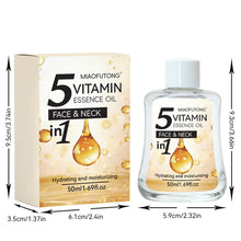 Load image into Gallery viewer, 5 in 1 Vitamin Facial Essence Oil Face Neck Hydrating Moisturizing Nourish Skin Boost Radiance Brighten Facial Vitamin Essence
