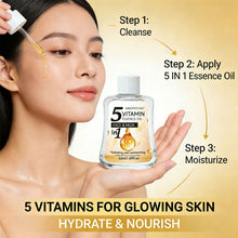 Load image into Gallery viewer, 5 in 1 Vitamin Facial Essence Oil Face Neck Hydrating Moisturizing Nourish Skin Boost Radiance Brighten Facial Vitamin Essence
