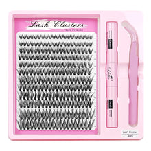 Load image into Gallery viewer, Lash Clusters Kit Fluffy Individual Lashes D Curl Cluster DIY Lash Extension Kit Lash Bond and Seal Tweezers Eyelash Extensions
