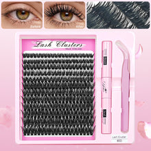 Load image into Gallery viewer, Lash Clusters Kit Fluffy Individual Lashes D Curl Cluster DIY Lash Extension Kit Lash Bond and Seal Tweezers Eyelash Extensions
