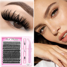 Load image into Gallery viewer, Lash Clusters Kit Fluffy Individual Lashes D Curl Cluster DIY Lash Extension Kit Lash Bond and Seal Tweezers Eyelash Extensions
