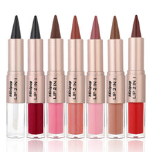 Load image into Gallery viewer, 2 in1 Tapered Gradient Lipliner Pen Nude Brown Mirror Glass Lip Gloss Matte Lip Liner Waterproof Lip Contour Non Stick Makeup
