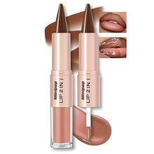 Load image into Gallery viewer, 2 in1 Tapered Gradient Lipliner Pen Nude Brown Mirror Glass Lip Gloss Matte Lip Liner Waterproof Lip Contour Non Stick Makeup
