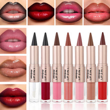 Load image into Gallery viewer, 2 in1 Tapered Gradient Lipliner Pen Nude Brown Mirror Glass Lip Gloss Matte Lip Liner Waterproof Lip Contour Non Stick Makeup
