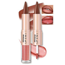 Load image into Gallery viewer, 2 in1 Tapered Gradient Lipliner Pen Nude Brown Mirror Glass Lip Gloss Matte Lip Liner Waterproof Lip Contour Non Stick Makeup
