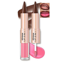 Load image into Gallery viewer, 2 in1 Tapered Gradient Lipliner Pen Nude Brown Mirror Glass Lip Gloss Matte Lip Liner Waterproof Lip Contour Non Stick Makeup
