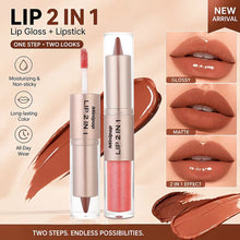 Load image into Gallery viewer, 2 in1 Tapered Gradient Lipliner Pen Nude Brown Mirror Glass Lip Gloss Matte Lip Liner Waterproof Lip Contour Non Stick Makeup
