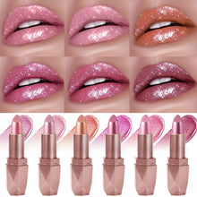 Load image into Gallery viewer, Dark Purple Diamond Metallic Glitter Lipstick Waterproof Long-Lasting Pearlescent Highly Pigmented Lip Tint Sparkling Lip Gloss
