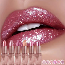 Load image into Gallery viewer, Dark Purple Diamond Metallic Glitter Lipstick Waterproof Long-Lasting Pearlescent Highly Pigmented Lip Tint Sparkling Lip Gloss
