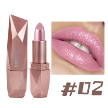 Load image into Gallery viewer, Dark Purple Diamond Metallic Glitter Lipstick Waterproof Long-Lasting Pearlescent Highly Pigmented Lip Tint Sparkling Lip Gloss
