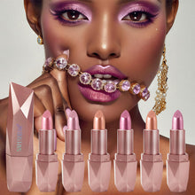 Load image into Gallery viewer, Dark Purple Diamond Metallic Glitter Lipstick Waterproof Long-Lasting Pearlescent Highly Pigmented Lip Tint Sparkling Lip Gloss
