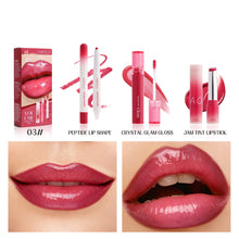 Load image into Gallery viewer, 3Pcs Lip Liner &amp; Water Gloss Lip Tint &amp; Mirror Lipstick Set Long Lasting Non-Sticky Shiny Pearl Moisturizing Makeup Kit
