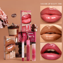 Load image into Gallery viewer, 3Pcs Lip Liner &amp; Water Gloss Lip Tint &amp; Mirror Lipstick Set Long Lasting Non-Sticky Shiny Pearl Moisturizing Makeup Kit
