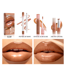 Load image into Gallery viewer, 3Pcs Lip Liner &amp; Water Gloss Lip Tint &amp; Mirror Lipstick Set Long Lasting Non-Sticky Shiny Pearl Moisturizing Makeup Kit
