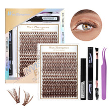 Load image into Gallery viewer, Brown Transparent Stem Large Capacity D-curve Single Cluster False Eyelashes 8-18mm DIY Segmented Self False Eyelashes Set
