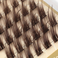 Load image into Gallery viewer, Brown Transparent Stem Large Capacity D-curve Single Cluster False Eyelashes 8-18mm DIY Segmented Self False Eyelashes Set
