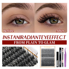 Load image into Gallery viewer, Brown Transparent Stem Large Capacity D-curve Single Cluster False Eyelashes 8-18mm DIY Segmented Self False Eyelashes Set
