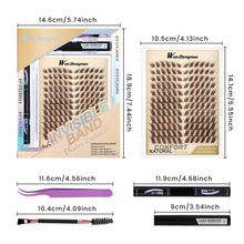 Load image into Gallery viewer, Brown Transparent Stem Large Capacity D-curve Single Cluster False Eyelashes 8-18mm DIY Segmented Self False Eyelashes Set
