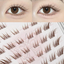 Load image into Gallery viewer, Brown Short False Eyelash Single Cluster Segmented Fox Style Slant Fly Thick Natural Fox Eye Adhesive Free False Eyelash
