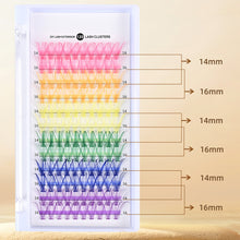 Load image into Gallery viewer, D Curl Colorful DIY Cluster Individual Lashes 6 Colors Mixed Synthetic Eyelashes Natural Segmented Mixed DIY Lashes Extension
