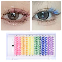 Load image into Gallery viewer, D Curl Colorful DIY Cluster Individual Lashes 6 Colors Mixed Synthetic Eyelashes Natural Segmented Mixed DIY Lashes Extension
