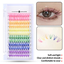 Load image into Gallery viewer, D Curl Colorful DIY Cluster Individual Lashes 6 Colors Mixed Synthetic Eyelashes Natural Segmented Mixed DIY Lashes Extension

