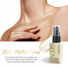 Load image into Gallery viewer, Liquid Highlighter Spray Illuminating Face Brightening Waterproof Long-lasting Shimmer Glitter Body Highlighter Natural Glow for Face Makeup 30ml
