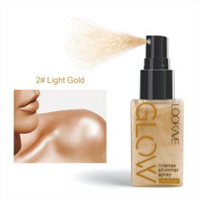 Load image into Gallery viewer, Liquid Highlighter Spray Illuminating Face Brightening Waterproof Long-lasting Shimmer Glitter Body Highlighter Natural Glow for Face Makeup 30ml
