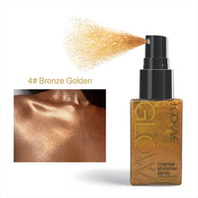 Load image into Gallery viewer, Liquid Highlighter Spray Illuminating Face Brightening Waterproof Long-lasting Shimmer Glitter Body Highlighter Natural Glow for Face Makeup 30ml
