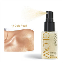 Load image into Gallery viewer, Liquid Highlighter Spray Illuminating Face Brightening Waterproof Long-lasting Shimmer Glitter Body Highlighter Natural Glow for Face Makeup 30ml
