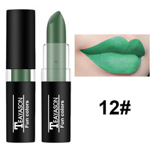 Load image into Gallery viewer, Black White Green Purple Lipstick Matte Gothic Halloween Vampire Lipstick Long Lasting Waterproof Dark Black Lipstick for Cosplay Party
