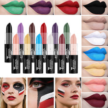 Load image into Gallery viewer, Black White Green Purple Lipstick Matte Gothic Halloween Vampire Lipstick Long Lasting Waterproof Dark Black Lipstick for Cosplay Party
