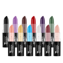 Load image into Gallery viewer, Black White Green Purple Lipstick Matte Gothic Halloween Vampire Lipstick Long Lasting Waterproof Dark Black Lipstick for Cosplay Party
