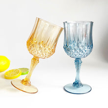 Load image into Gallery viewer, Elegant Diamond Pattern Imitation Glass Plastic Goblets Shatterproof Champagne Red Wine Cups For Wedding Party
