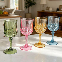 Load image into Gallery viewer, Elegant Diamond Pattern Imitation Glass Plastic Goblets Shatterproof Champagne Red Wine Cups For Wedding Party
