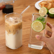 Load image into Gallery viewer, Korean Style Transparent Square Heat Resistant Glass Mug With Lid Multipurpose Drinkware For Daily Beverages
