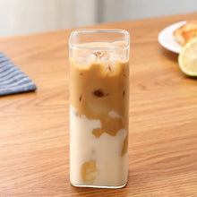 Load image into Gallery viewer, Korean Style Transparent Square Heat Resistant Glass Mug With Lid Multipurpose Drinkware For Daily Beverages
