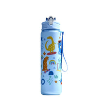Load image into Gallery viewer, Large Capacity Cartoon Pattern Water Bottle with Straw Leakproof Portable Plastic Drinking Cup Outdoor School Travel
