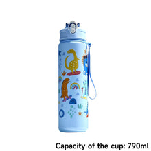 Load image into Gallery viewer, Large Capacity Cartoon Pattern Water Bottle with Straw Leakproof Portable Plastic Drinking Cup Outdoor School Travel

