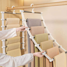 Load image into Gallery viewer, Multi-Layer Ladder Style Pants Hanger Household Space Saving Non Slip Foldable Closet Wardrobe Storage Organizer

