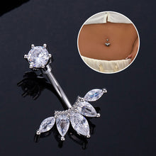 Load image into Gallery viewer, Colorful Zircon Maple Leaf Tassel Navel Rings Premium Copper Material Belly Piercing Unisex Body Accessories
