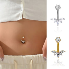 Load image into Gallery viewer, Colorful Zircon Maple Leaf Tassel Navel Rings Premium Copper Material Belly Piercing Unisex Body Accessories
